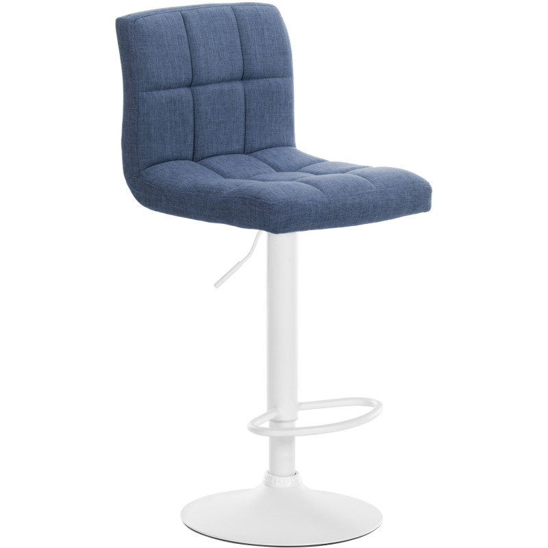 Tabouret de bar design en Tissu Bleu Métal Blanc Motif matelassé Tivran - 1
