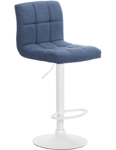 Tabouret de bar design en Tissu Bleu Métal Blanc Motif matelassé Tivran - 1