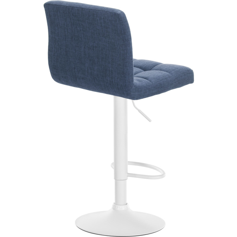 Tabouret de bar design en Tissu Bleu Métal Blanc Motif matelassé Tivran - 2