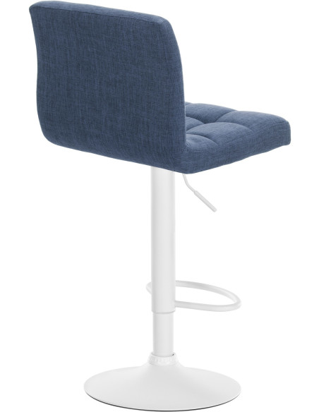 Tabouret de bar design en Tissu Bleu Métal Blanc Motif matelassé Tivran - 2