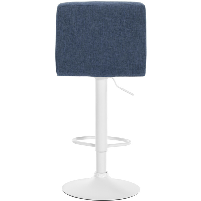 Tabouret de bar design en Tissu Bleu Métal Blanc Motif matelassé Tivran - 3