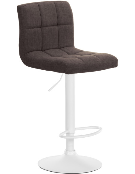 Tabouret de bar design en Tissu Marron Métal Blanc Motif matelassé Tivran - 1