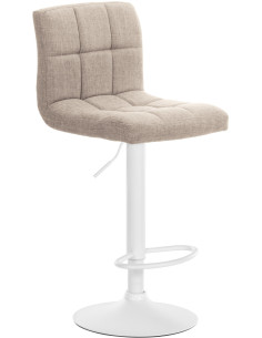 Tabouret de bar design en Tissu Blanc crème Métal Blanc Motif matelassé Tivran - 1