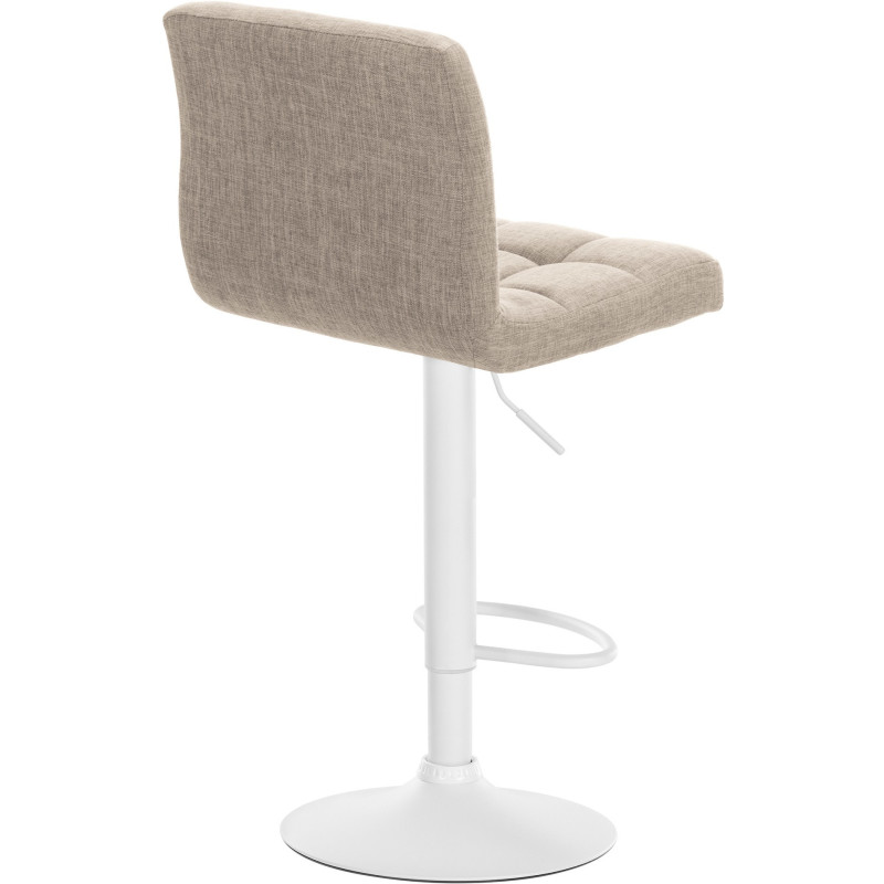 Tabouret de bar design en Tissu Blanc crème Métal Blanc Motif matelassé Tivran - 2