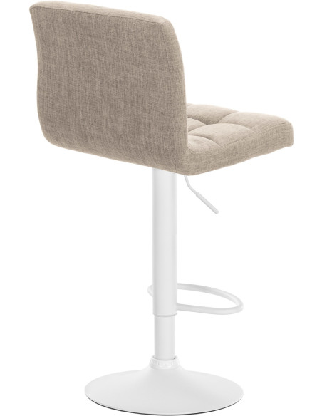 Tabouret de bar design en Tissu Blanc crème Métal Blanc Motif matelassé Tivran - 2