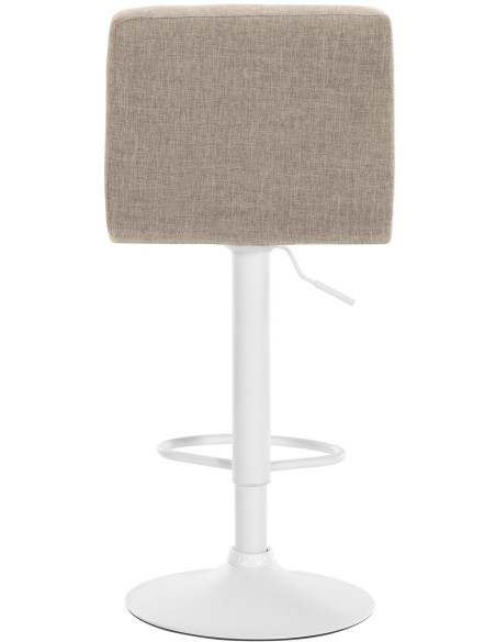 Tabouret de bar design en Tissu Blanc crème Métal Blanc Motif matelassé Tivran - 3