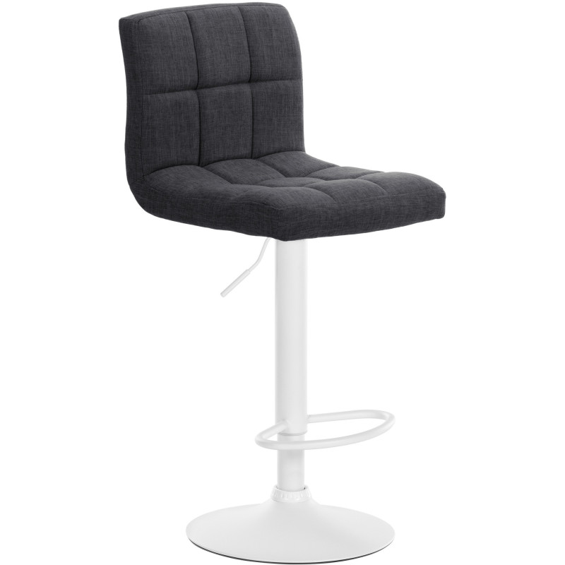 Tabouret de bar design en Tissu Gris foncé Métal Blanc Motif matelassé Tivran - 1