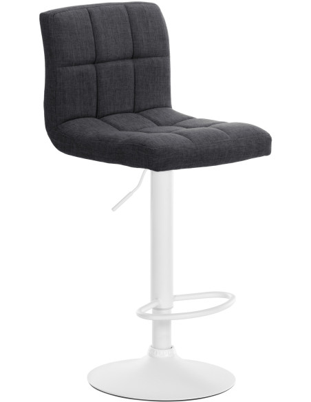 Tabouret de bar design en Tissu Gris foncé Métal Blanc Motif matelassé Tivran - 1