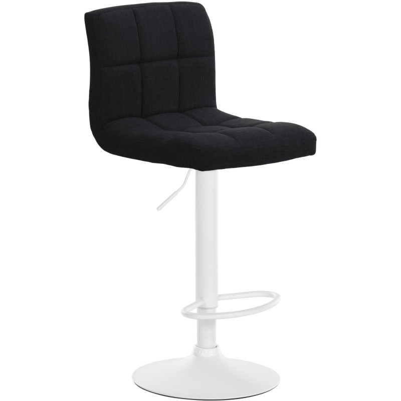 Tabouret de bar design en Tissu Noir Métal Blanc Motif matelassé Tivran - 1