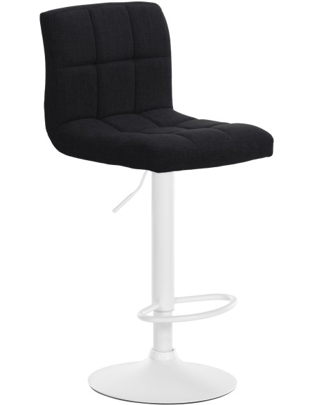 Tabouret de bar design en Tissu Noir Métal Blanc Motif matelassé Tivran - 1