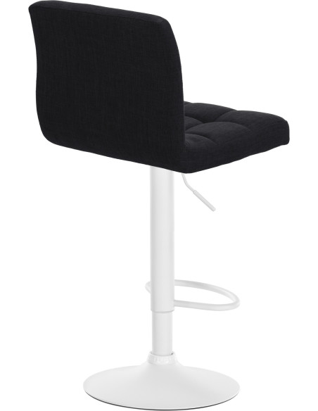Tabouret de bar design en Tissu Noir Métal Blanc Motif matelassé Tivran - 2
