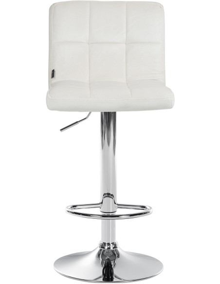 Tabouret de bar réglable en Velours Blanc crème Métal Argenté Gorlin - 3