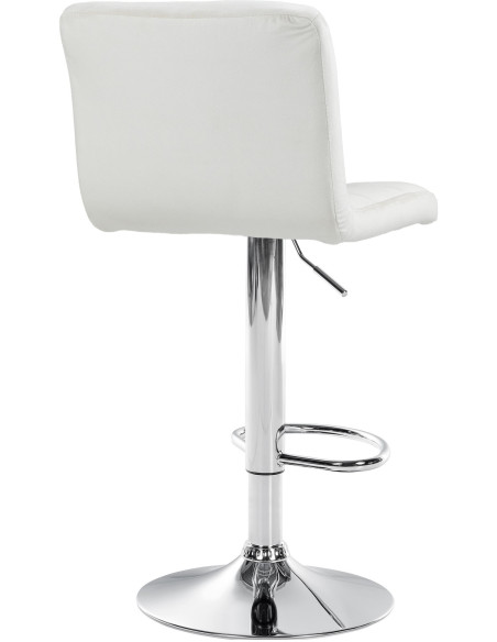 Tabouret de bar réglable en Velours Blanc crème Métal Argenté Gorlin - 4