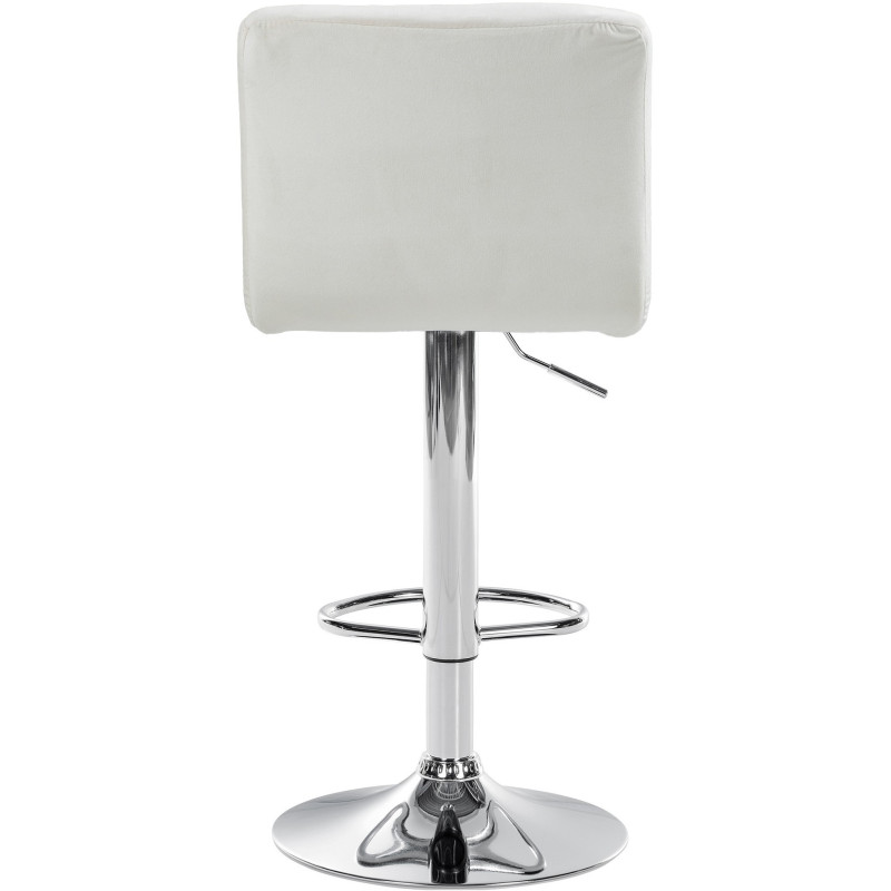 Tabouret de bar réglable en Velours Blanc crème Métal Argenté Gorlin - 5