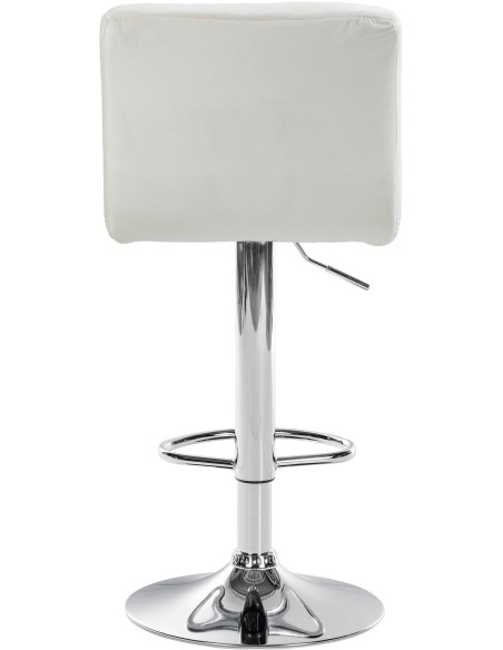 Tabouret de bar réglable en Velours Blanc crème Métal Argenté Gorlin - 5
