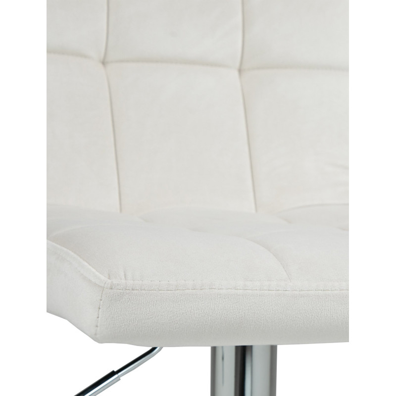 Tabouret de bar réglable en Velours Blanc crème Métal Argenté Gorlin - 6