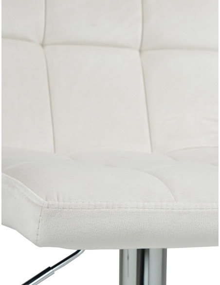 Tabouret de bar réglable en Velours Blanc crème Métal Argenté Gorlin - 6