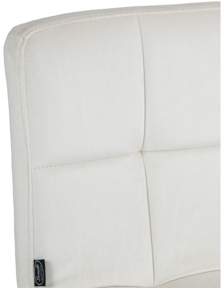 Tabouret de bar réglable en Velours Blanc crème Métal Argenté Gorlin - 7