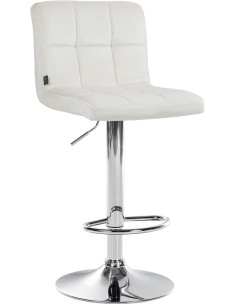 Tabouret de bar réglable en Velours Blanc crème Métal Argenté Gorlin - 1