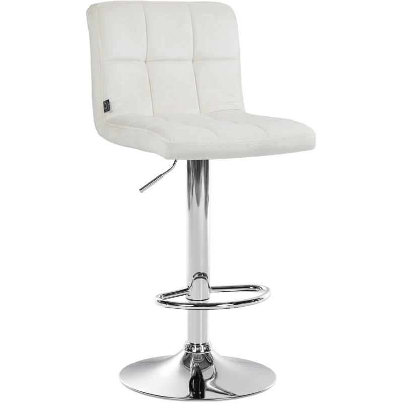 Tabouret de bar réglable en Velours Blanc crème Métal Argenté Gorlin - 1