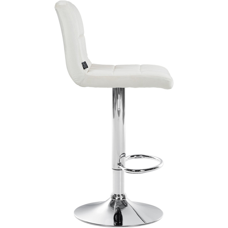 Tabouret de bar réglable en Velours Blanc crème Métal Argenté Gorlin - 2