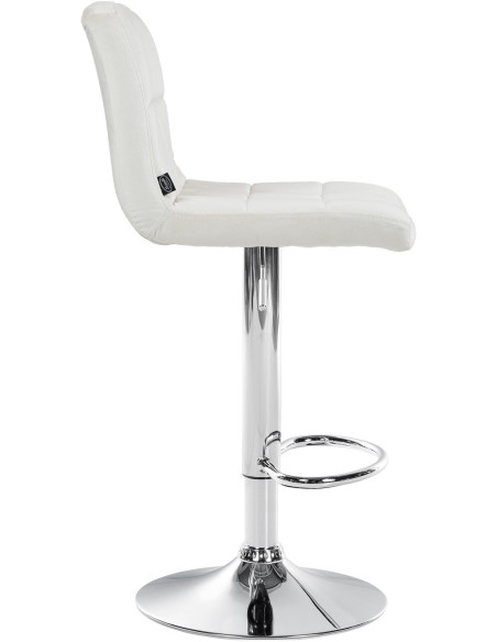 Tabouret de bar réglable en Velours Blanc crème Métal Argenté Gorlin - 2