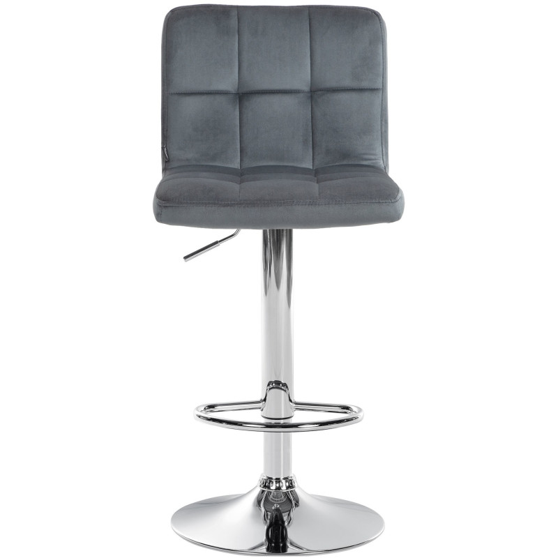 Tabouret de bar réglable en Velours Gris foncé Métal Argenté Gorlin - 2