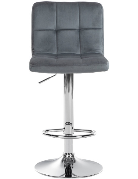 Tabouret de bar réglable en Velours Gris foncé Métal Argenté Gorlin - 2
