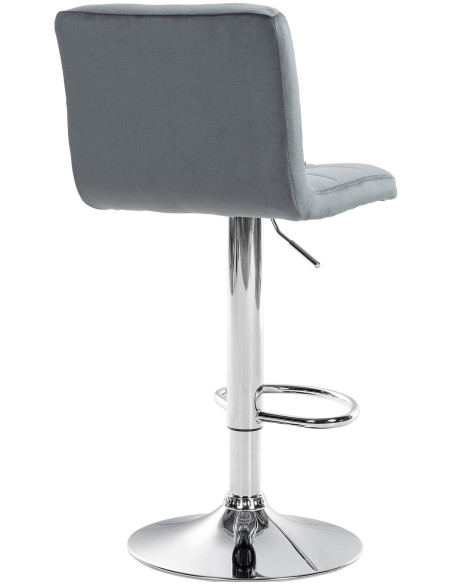 Tabouret de bar réglable en Velours Gris foncé Métal Argenté Gorlin - 4