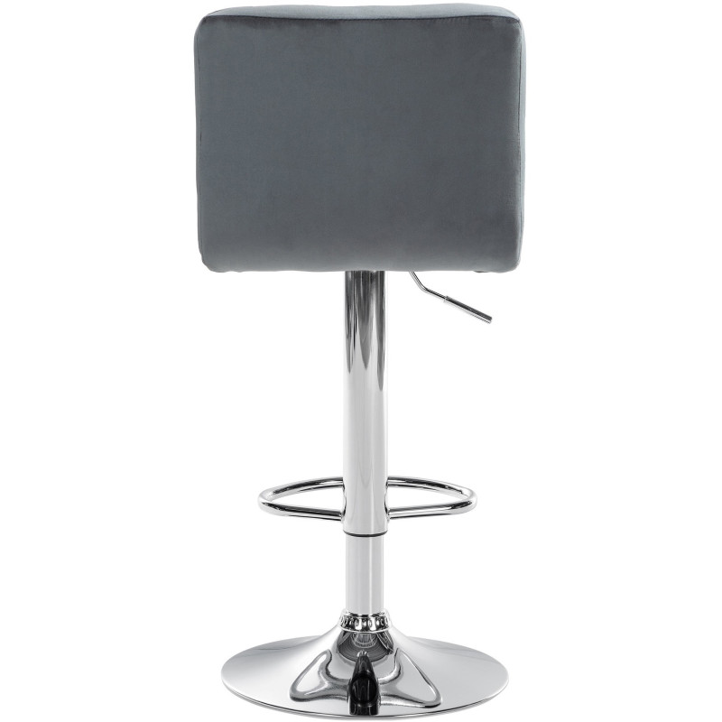 Tabouret de bar réglable en Velours Gris foncé Métal Argenté Gorlin - 5