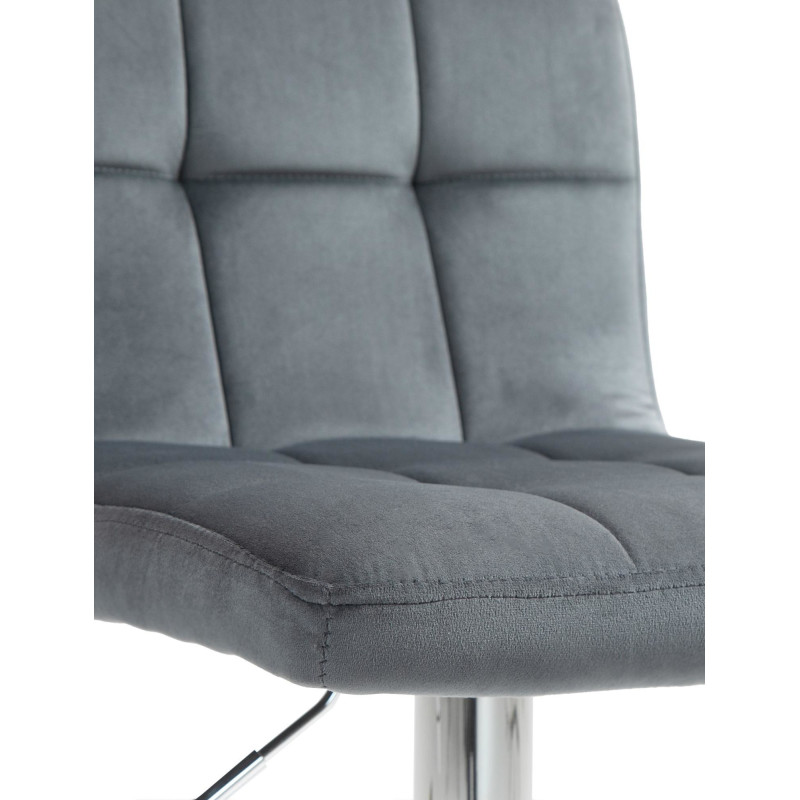 Tabouret de bar réglable en Velours Gris foncé Métal Argenté Gorlin - 6