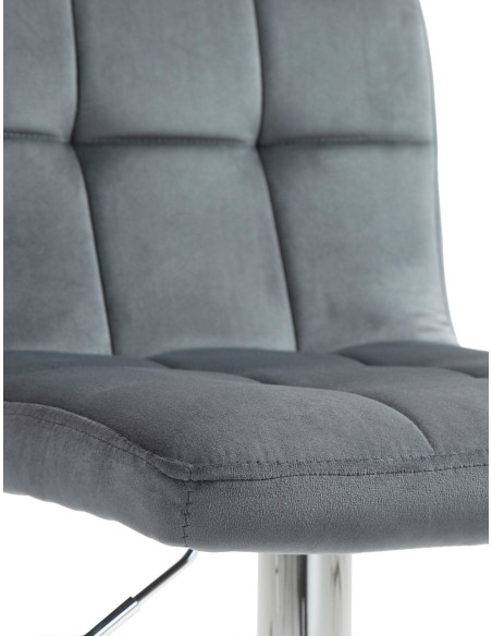 Tabouret de bar réglable en Velours Gris foncé Métal Argenté Gorlin - 6