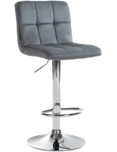Tabouret de bar réglable en Velours Gris foncé Métal Argenté Gorlin - 1