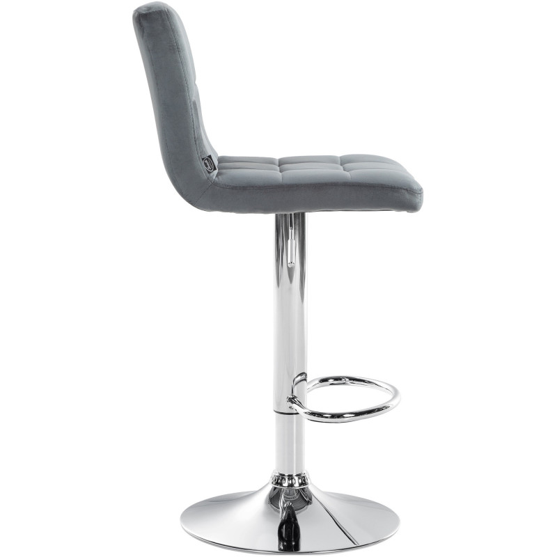 Tabouret de bar réglable en Velours Gris foncé Métal Argenté Gorlin - 3
