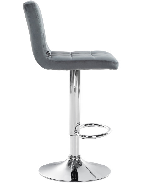 Tabouret de bar réglable en Velours Gris foncé Métal Argenté Gorlin - 3