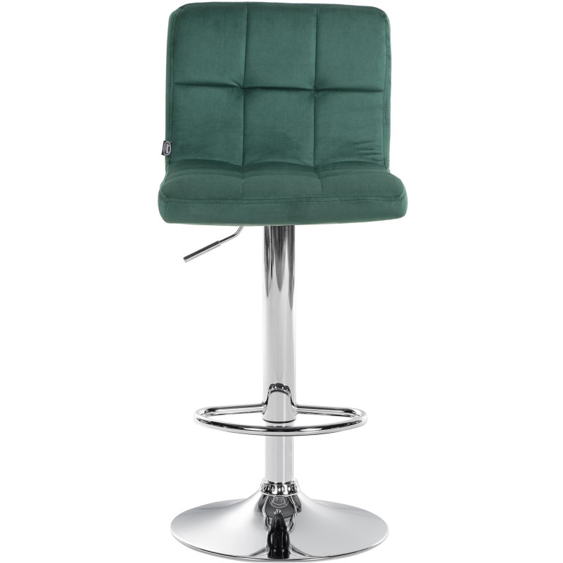 Tabouret de bar réglable en Velours Vert Métal Argenté Gorlin - 3