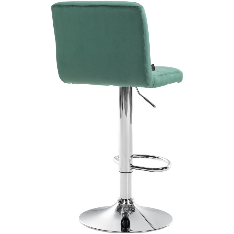Tabouret de bar réglable en Velours Vert Métal Argenté Gorlin - 4