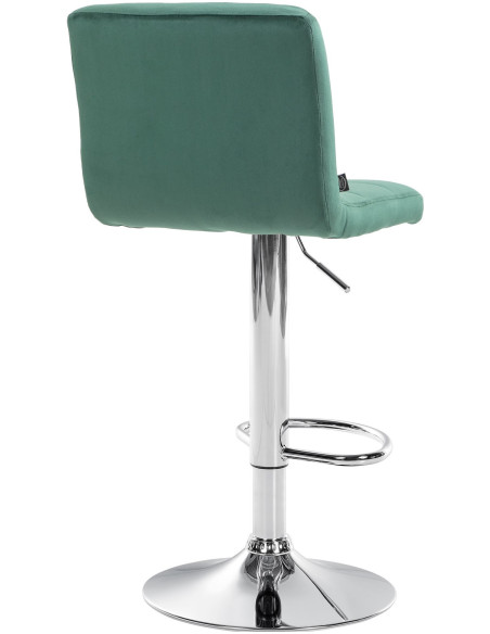 Tabouret de bar réglable en Velours Vert Métal Argenté Gorlin - 4