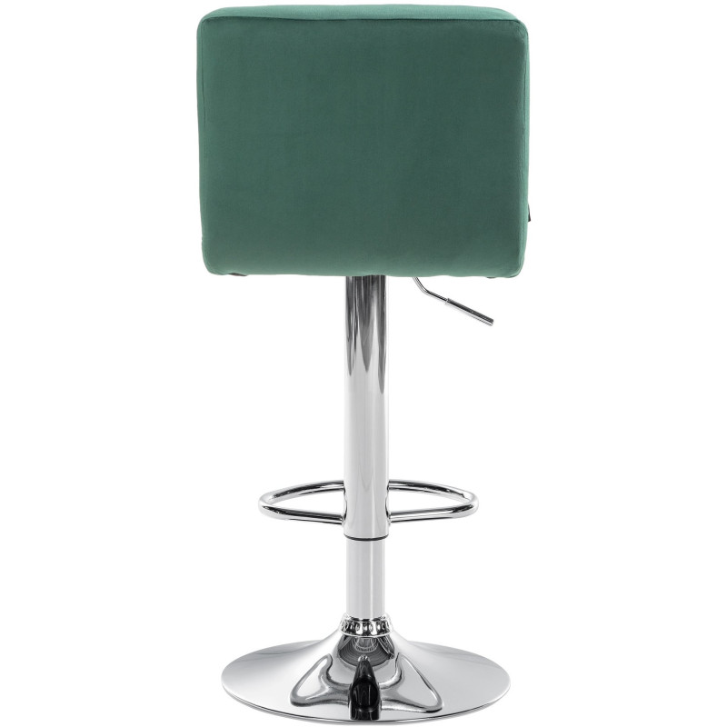 Tabouret de bar réglable en Velours Vert Métal Argenté Gorlin - 5