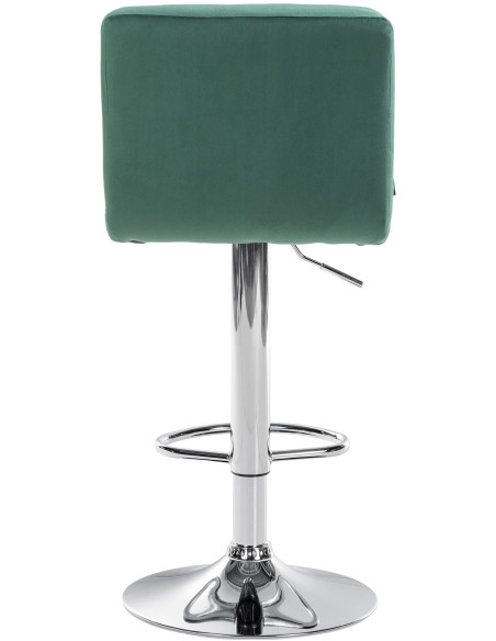 Tabouret de bar réglable en Velours Vert Métal Argenté Gorlin - 5