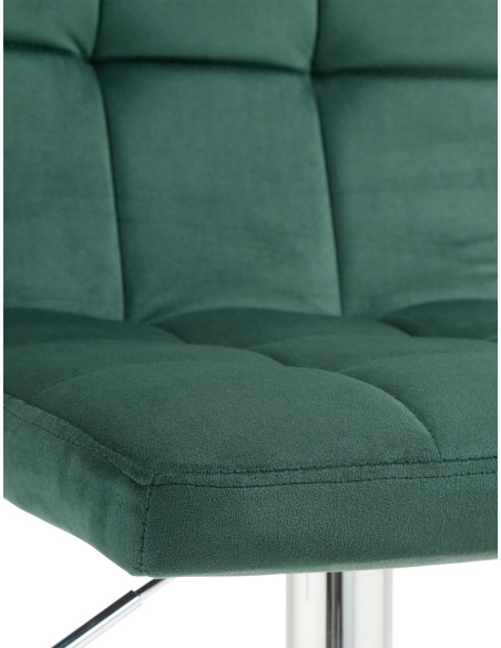 Tabouret de bar réglable en Velours Vert Métal Argenté Gorlin - 6