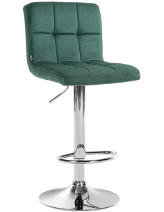 Tabouret de bar réglable en Velours Vert Métal Argenté Gorlin - 1