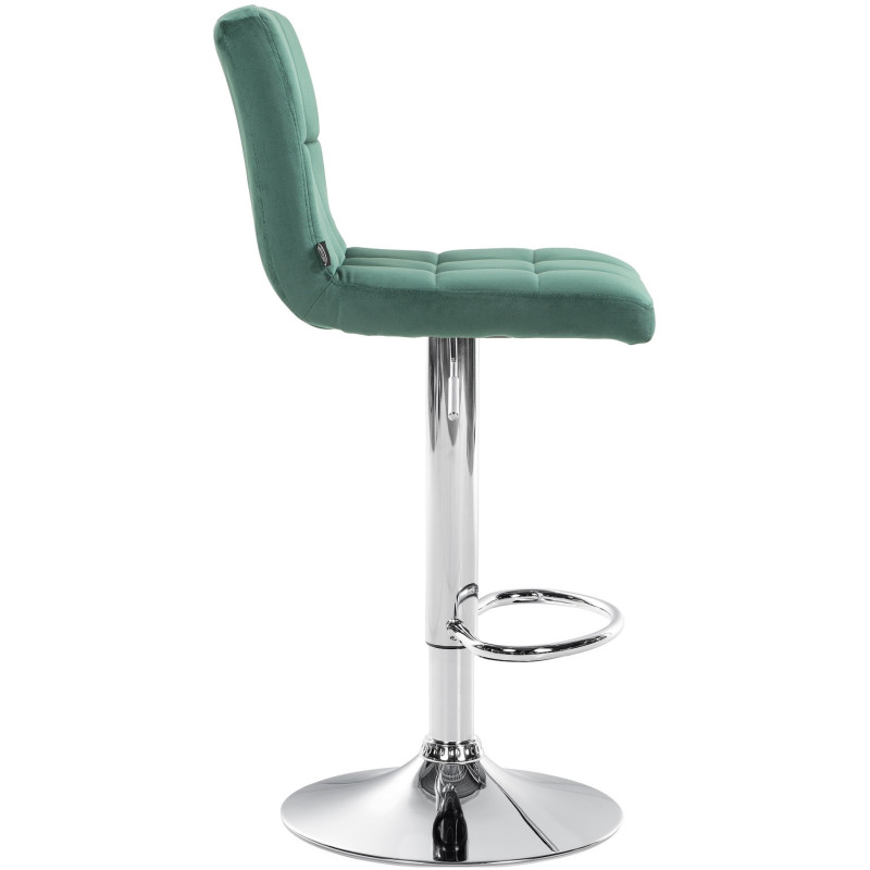 Tabouret de bar réglable en Velours Vert Métal Argenté Gorlin - 2