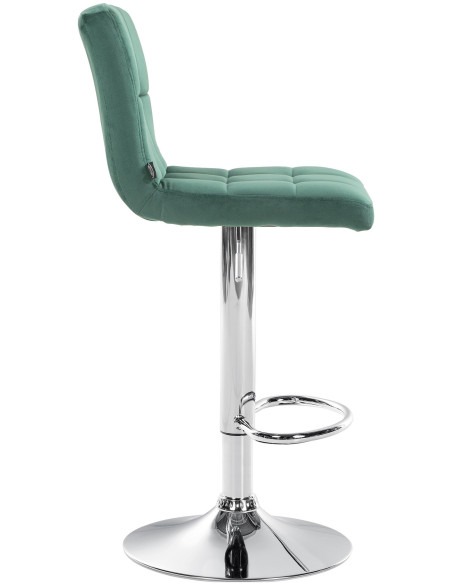 Tabouret de bar réglable en Velours Vert Métal Argenté Gorlin - 2
