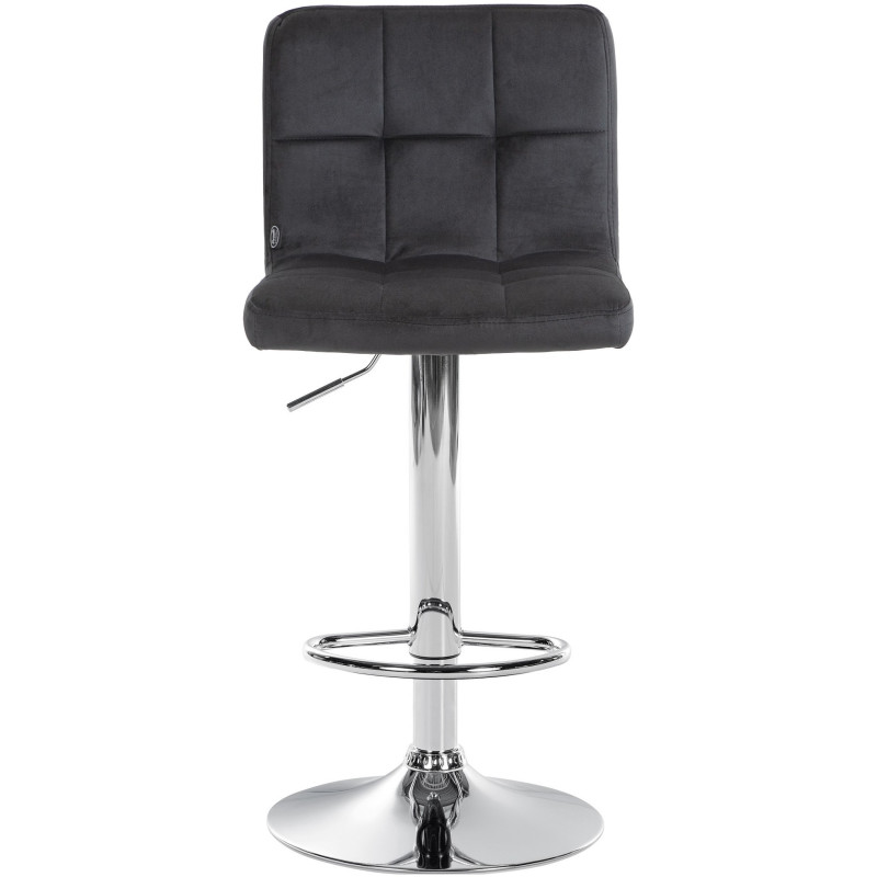 Tabouret de bar réglable en Velours Noir Métal Argenté Gorlin - 2
