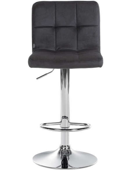 Tabouret de bar réglable en Velours Noir Métal Argenté Gorlin - 2