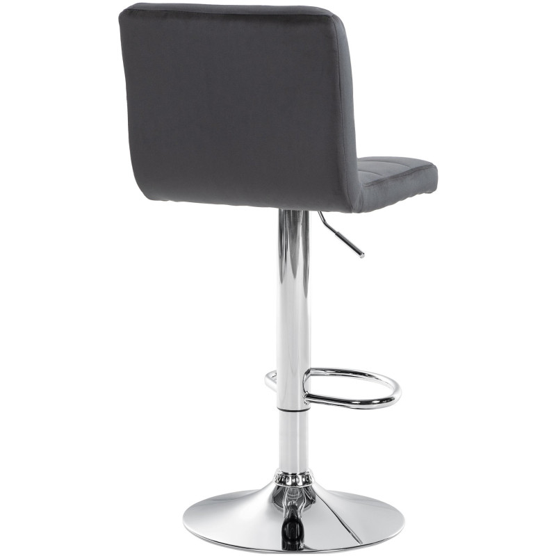 Tabouret de bar réglable en Velours Noir Métal Argenté Gorlin - 4