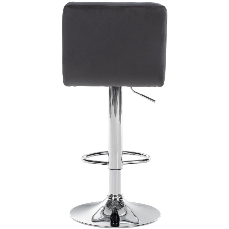 Tabouret de bar réglable en Velours Noir Métal Argenté Gorlin - 5