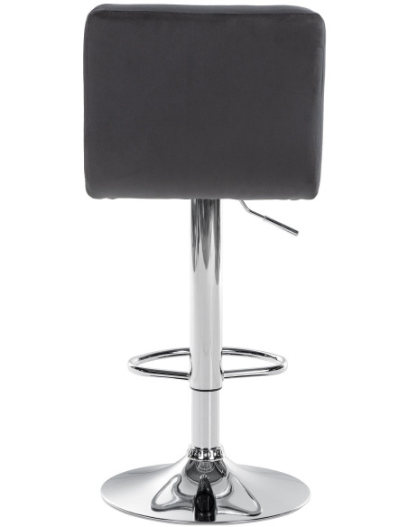 Tabouret de bar réglable en Velours Noir Métal Argenté Gorlin - 5