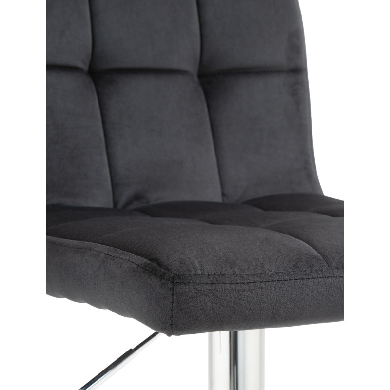 Tabouret de bar réglable en Velours Noir Métal Argenté Gorlin - 6